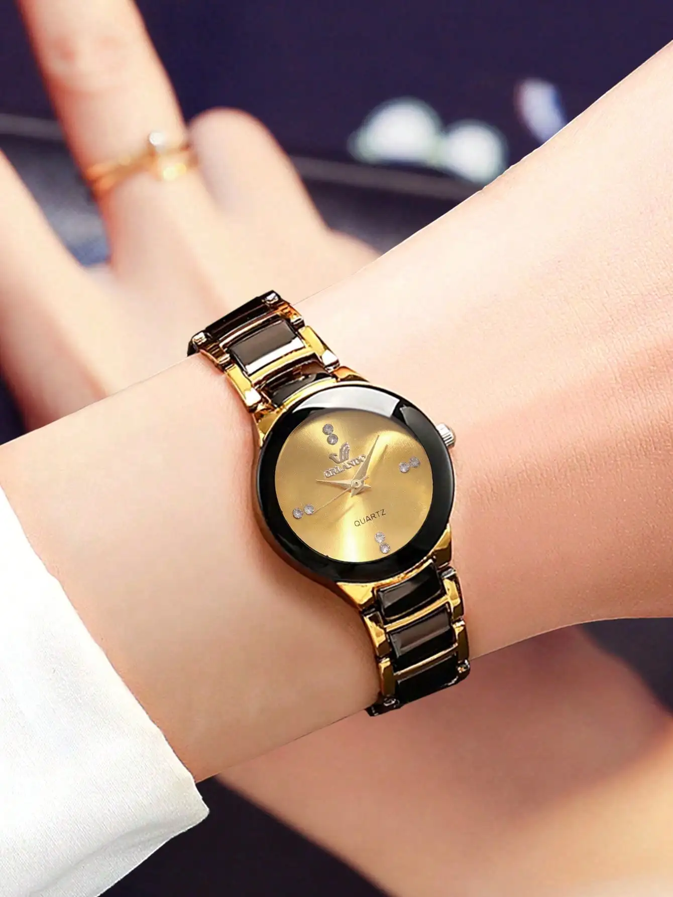 7pcs Set: Black Starry Sky Text Quartz Digit Watch + 6pcs Necklace, Bracelet, Ring, Earring Jewelry Set, Suitable For Holidays