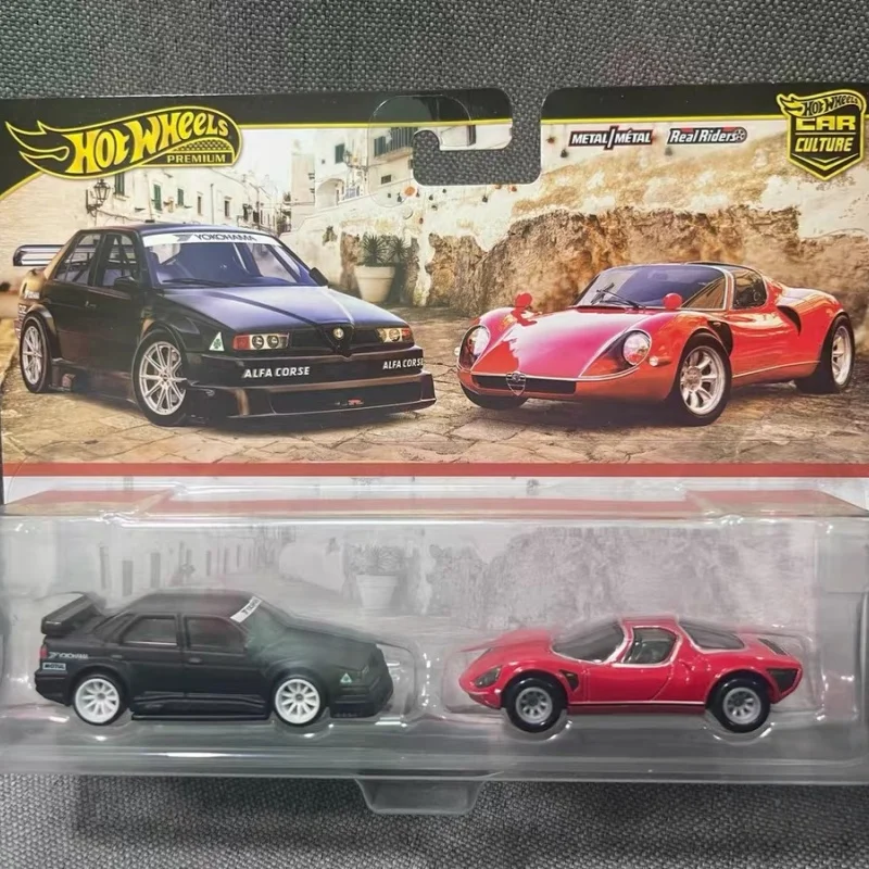 Original Hot Wheels Car Culture Model Hbl96 Nissan Aston Martin Alfa Romeo Custom Collection Car Model Dual Set Car Gift Toys