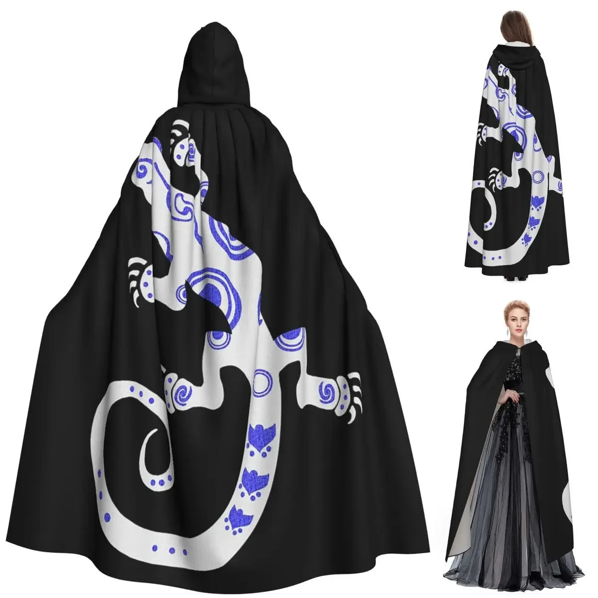 

Рептилия, этническая этническая ящерица, длинный плащ с капюшоном, средневековый костюм ведьмы, накидка для косплея, унисекс для взрослых