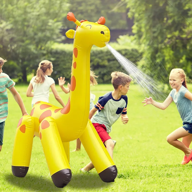 Inflatable Water Jet Giraffe Balloon, Air Model, Outdoor Lawn, Children's Water Jet Prop, Toy Arch, Birthday Party Gift, 2.2m