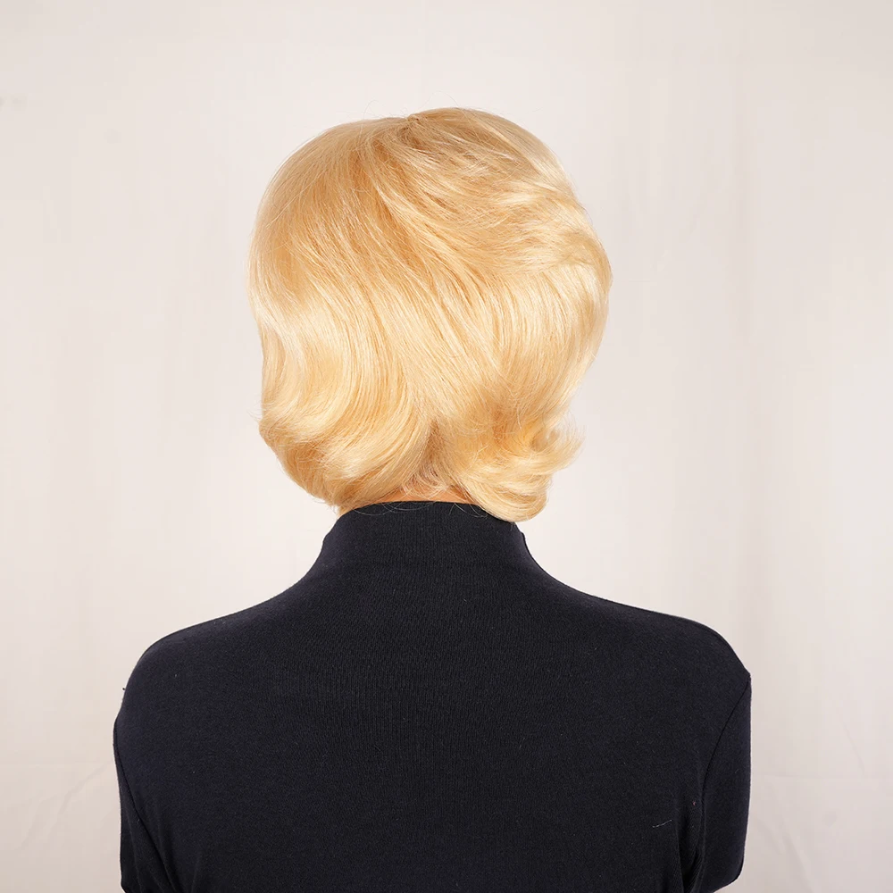 باروكات شعر بشري مفرود قصير، شعر برازيلي أشقر عسلي، طبقات للنساء، مصنوع آليًا بالكامل، ملابس يومية مقطوعة مسبقًا #5