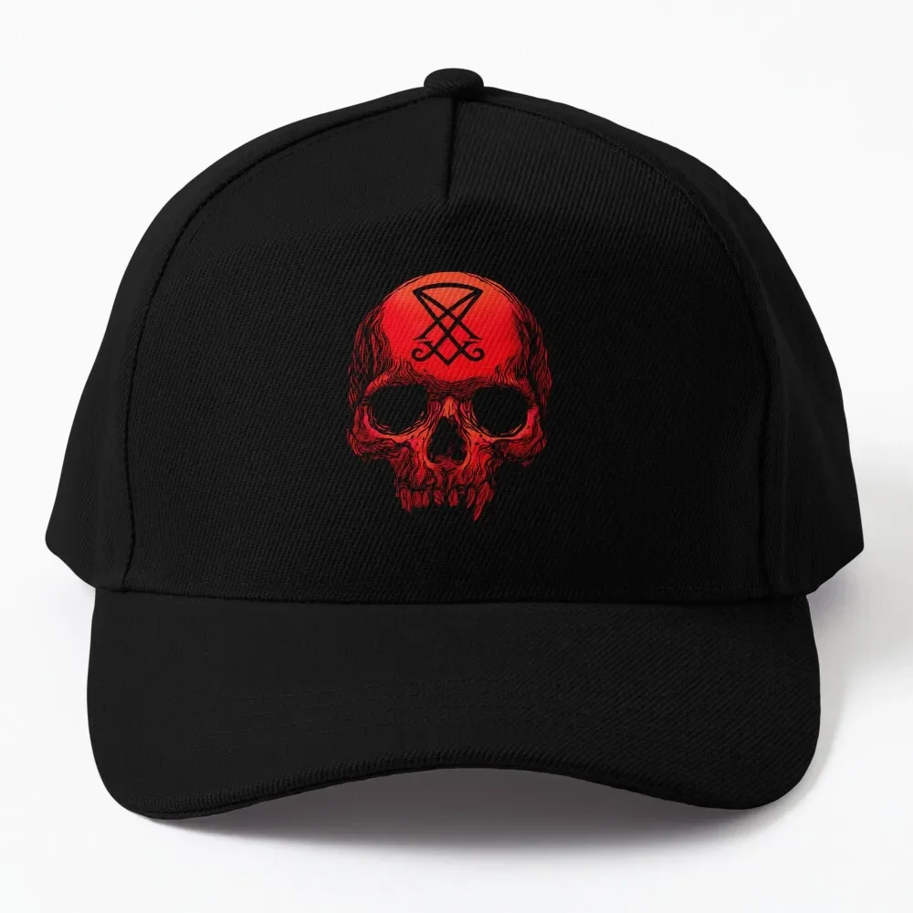 

Human skull. Sigil of Lucifer Baseball Cap hiking hat fishing hat Luxury Cap custom hats Women Hat Men'S