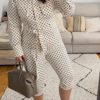 HXAO Women's Capri Pants Spring Summer Polka Dot Pants For Woman Streetwear Chic Mid Rise Straight-Leg Cropped Trousers Set - Image 4