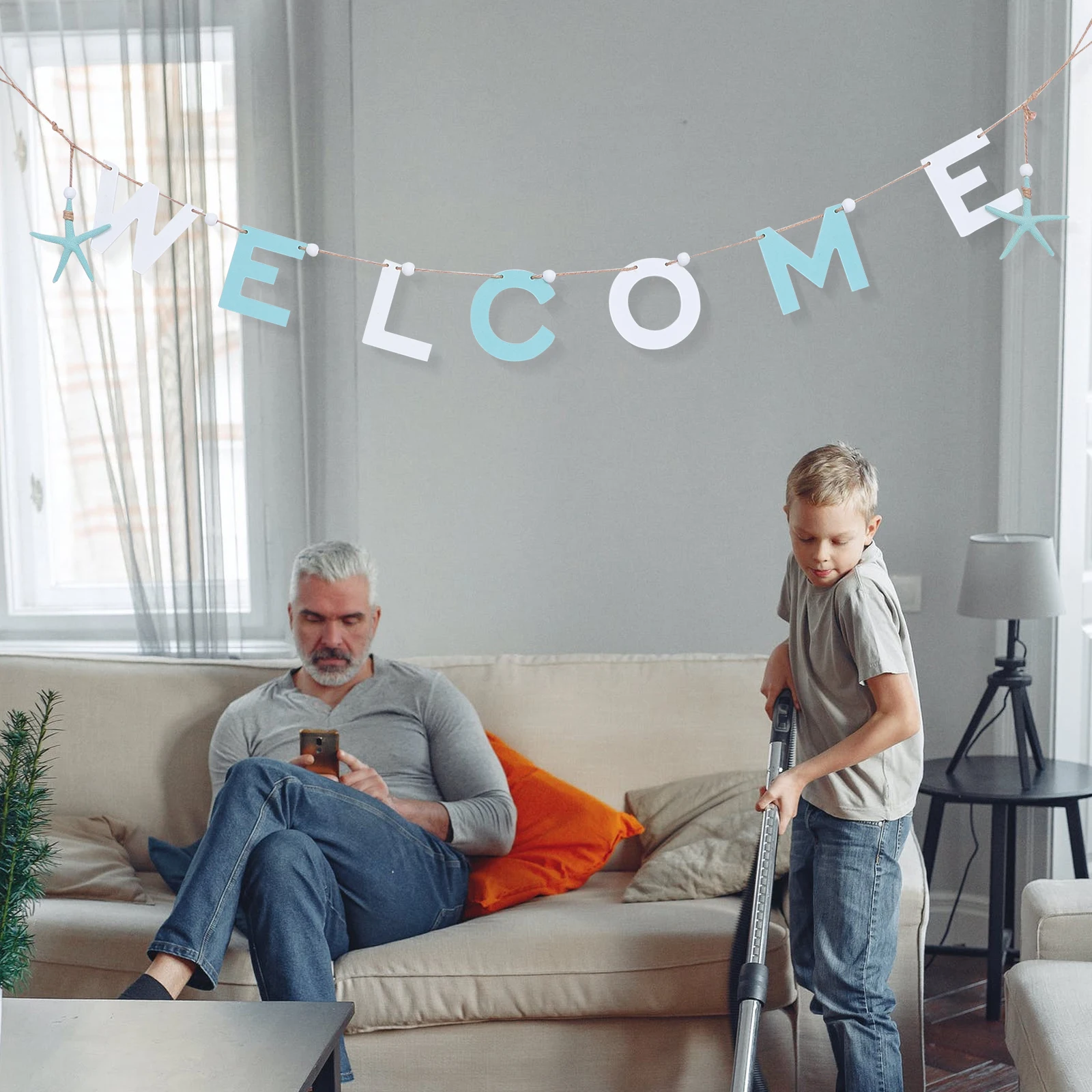 

Welcome Hanging Tag Wooden Vintage Wall Decor Home Store Decoration Smooth Edges Mediterranean Wooden Pendant Welcome Sign Door