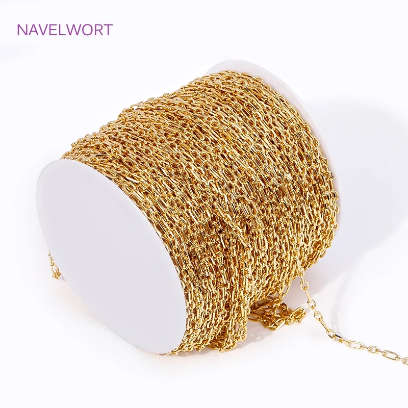 18K Gold Plated Brass Oval Cable Chain High Quality Metal Bulk Chains For Jewelry Making DIY Handmade Jewellery Making Supplies