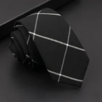 Classic Mens Solid Cotton Handmade 6cm Ties Striped Narrow Collar Slim Necktie Black Red Blue Formal Business Wedding Tie Gift 4