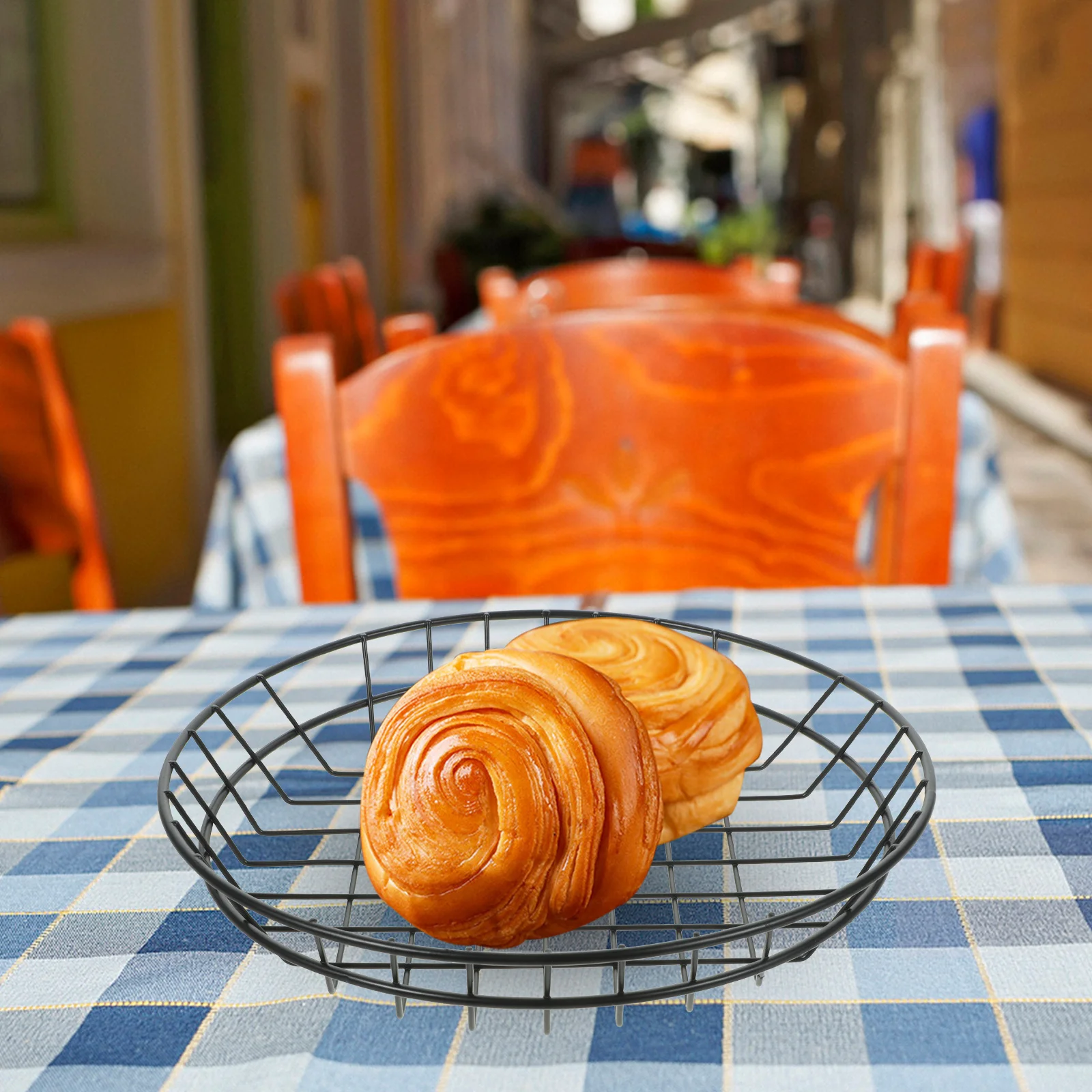 

2pcs French Fries Storage Basket Iron Hollow Design Large Capacity Snack Fruit Vegetable Holder Creative Kitchen Organizer