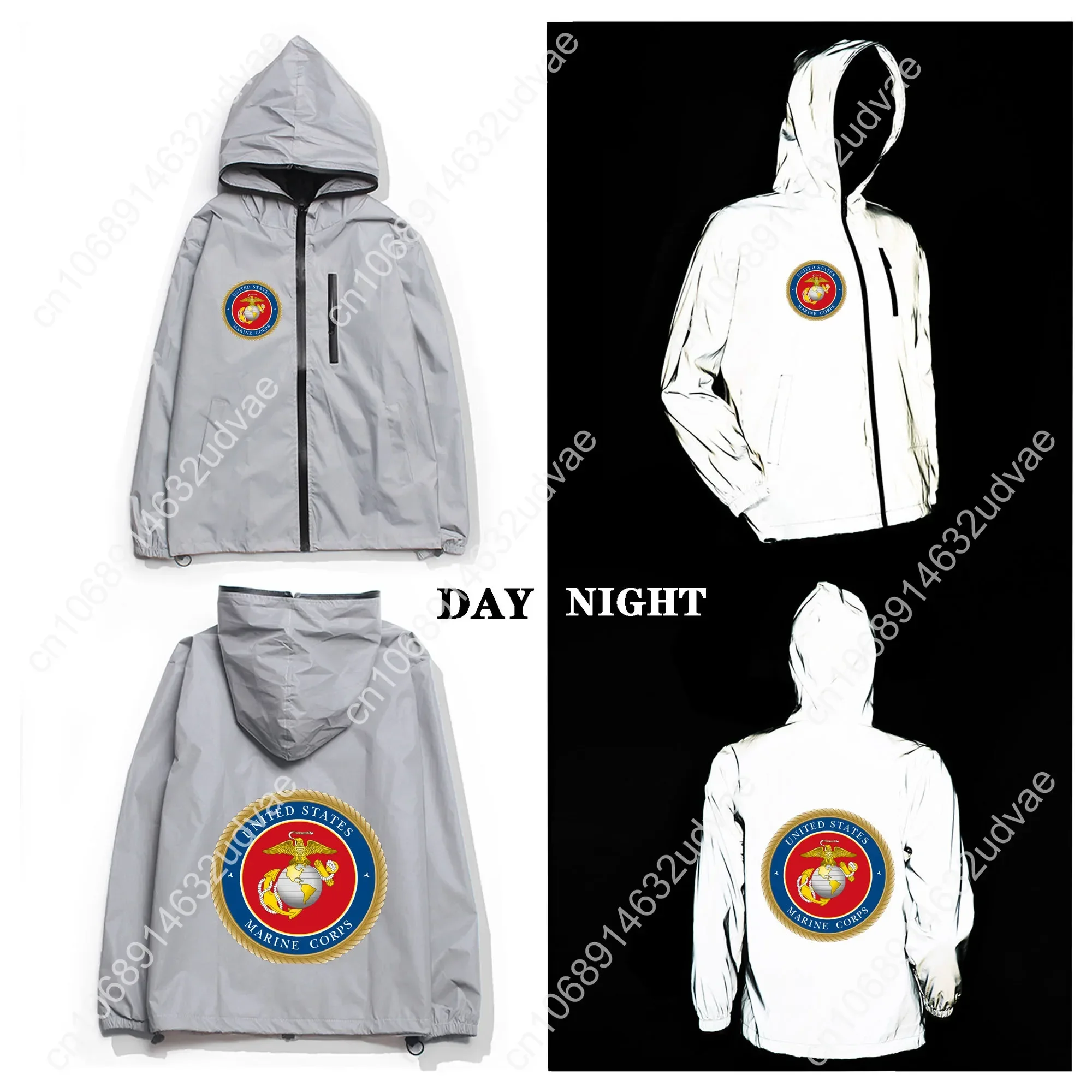 United States Marine Corps Reflective Jacket Mens Womens Coat Hooded Windbreaker Runing Pocket Jackets Zipper Customized Hoodie