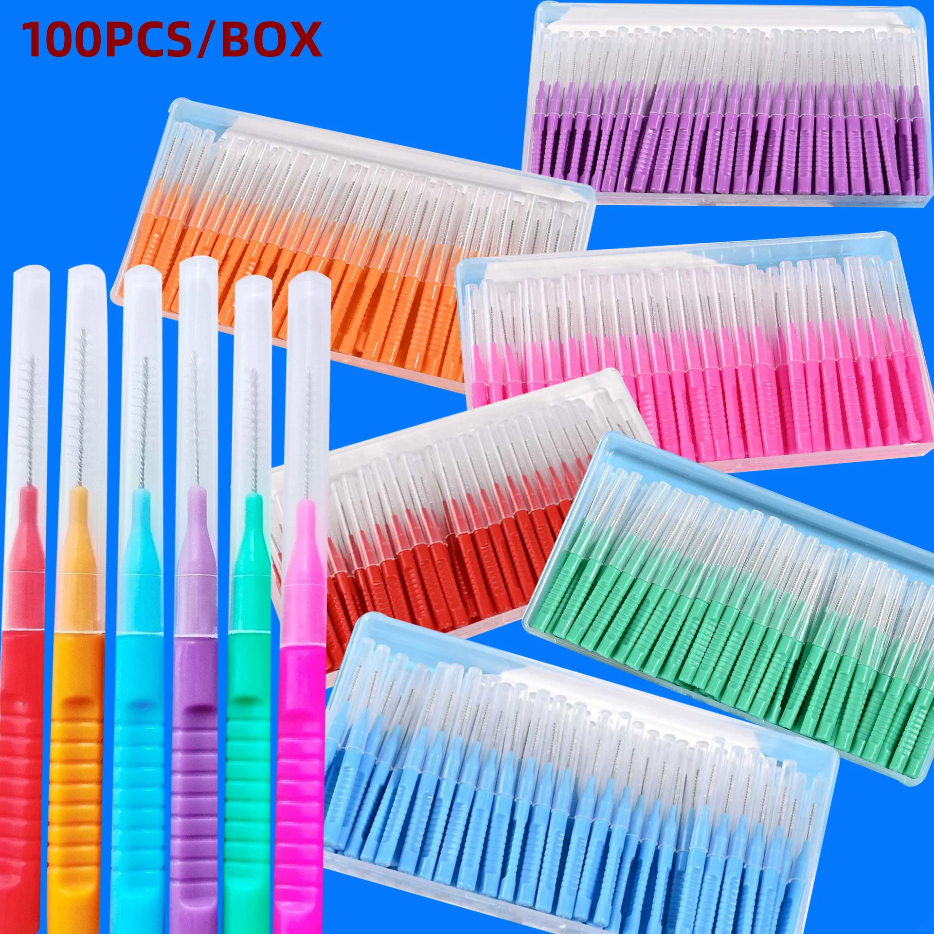 

New 100 Pcs/Box I-type push pull interdental brush 0.6-1.2mm Cleaning Between Teeth Oral Care Orthodontic I Shape Tooth Floss