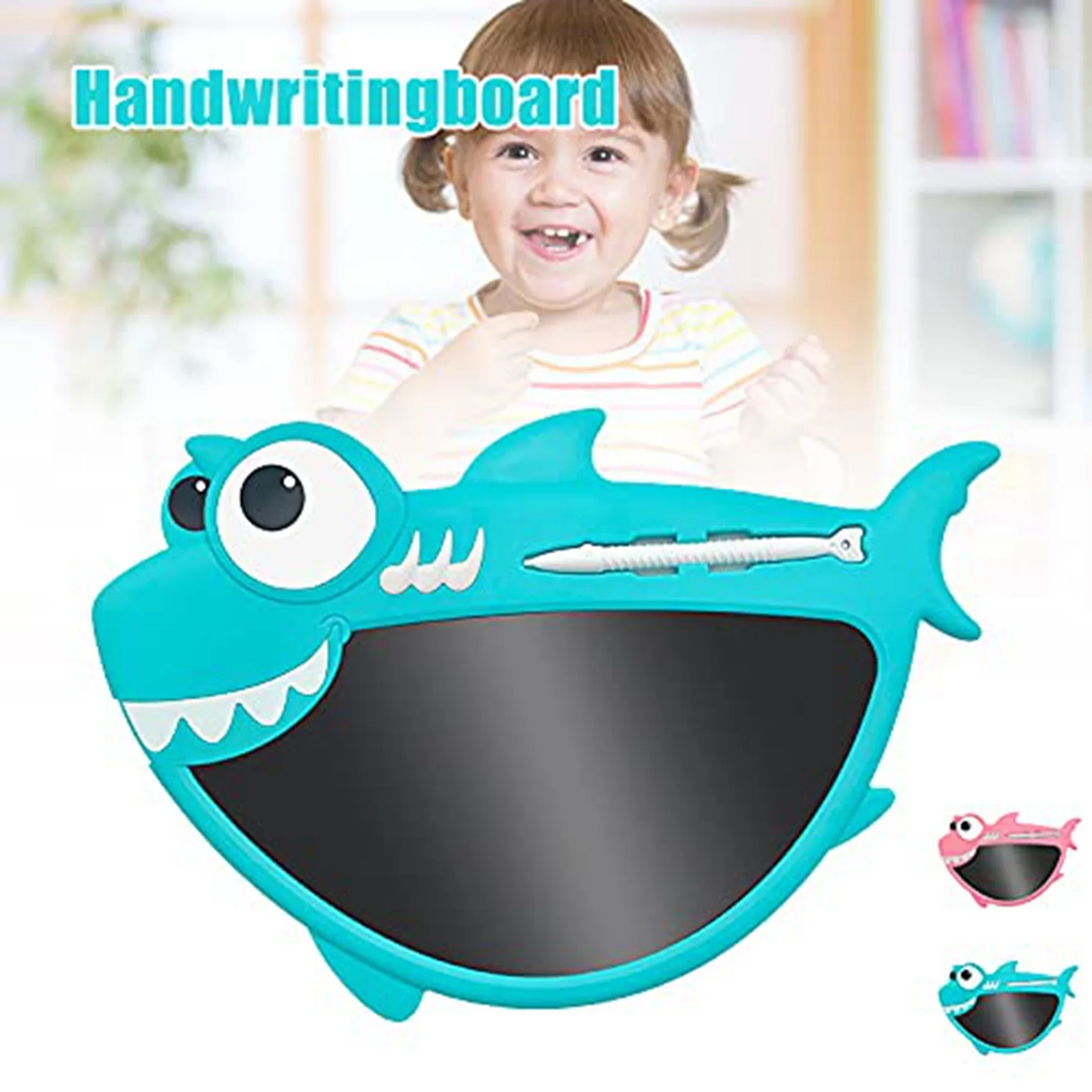 Shark LCD tavoletta da scrittura cancellabile Doodle Book tavolo da disegno a colori Cartoon Animals Art Educational Learning Tools Blue