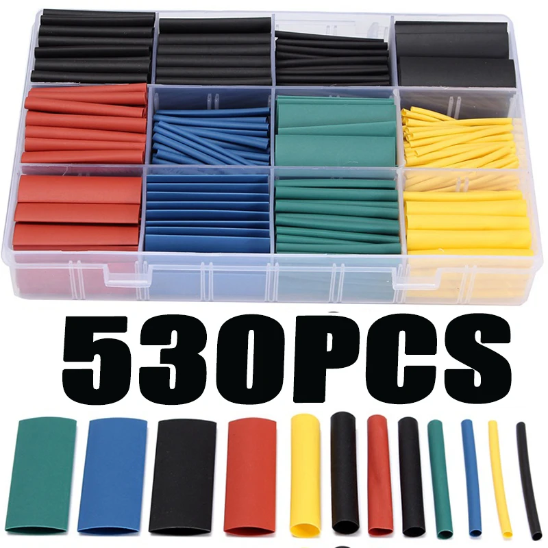 

Bestselling 530pcs Thermal contra Sleeve cable Heat Shrink Tube termoretractil pvc tube tubing 2:1 Wrap Wire Cable