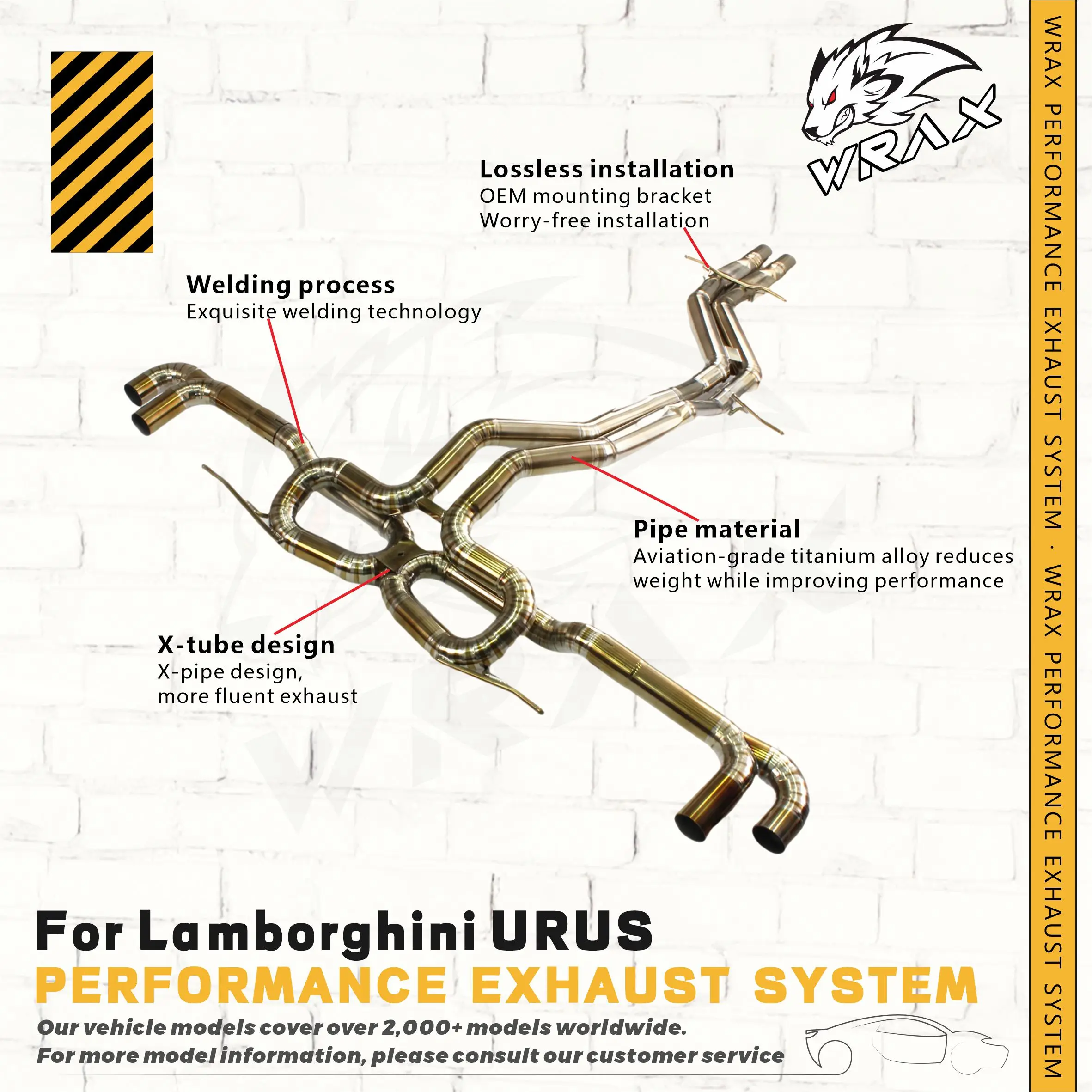 

Titanium Straight through Catback Exhaust WRAX for Lamborghini URUS 2012+ Upgradeg Modification Easy installation