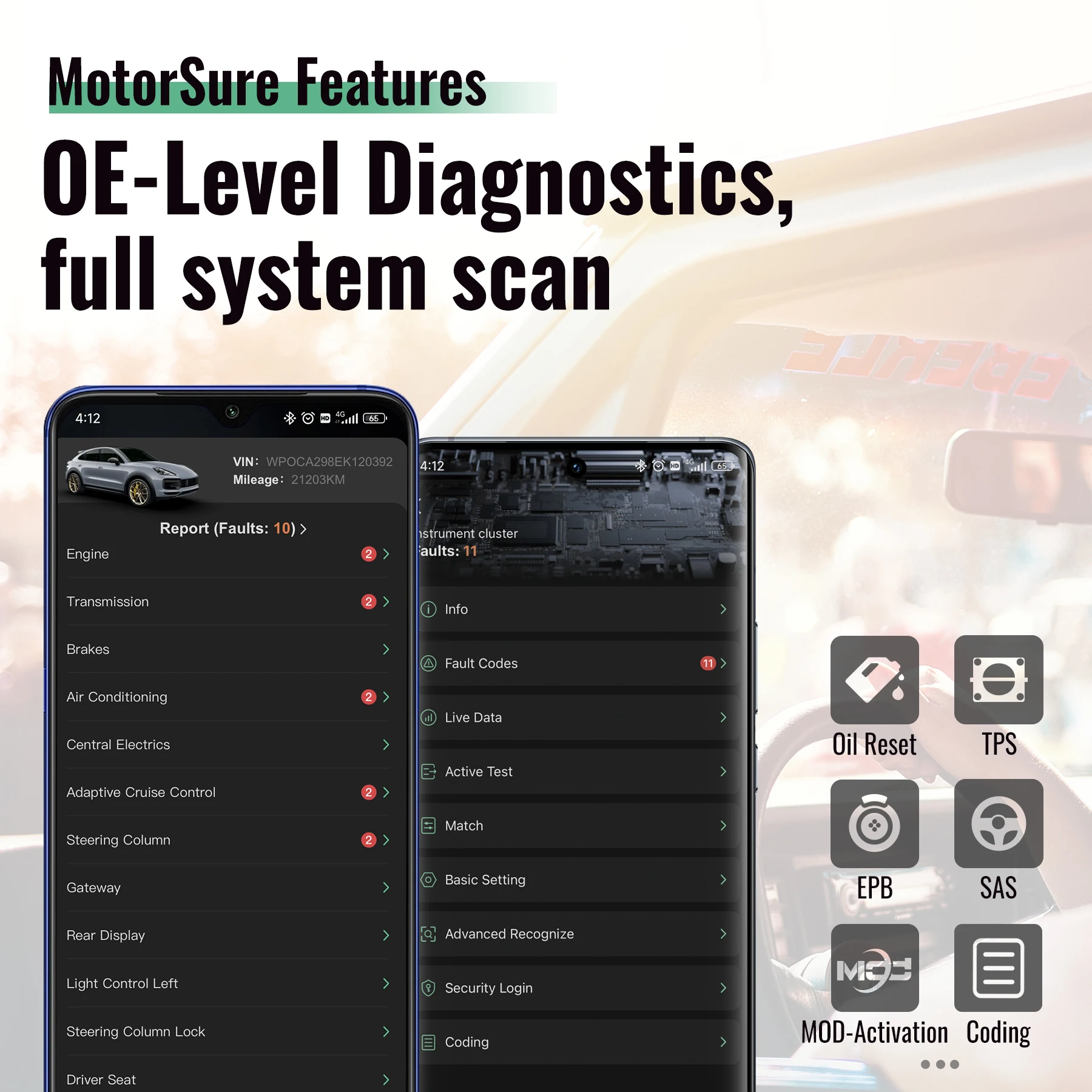 Pro VAG Diagnostic Tool, MotorSure Bluetooth OBD2 Bidirectional Full System Diagnostic Scan Tool for All VAG Cars