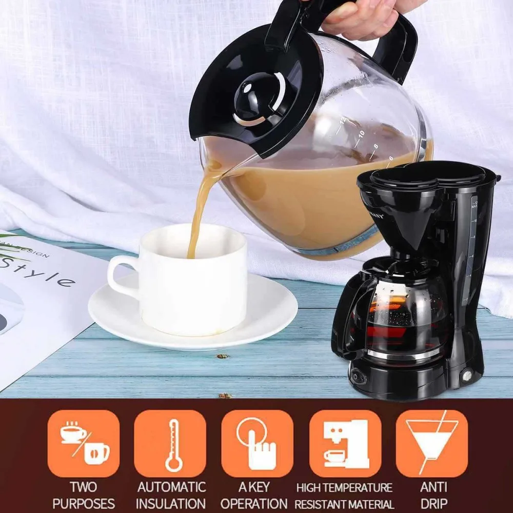 Description Picture 4 of item1.5L Electric Coffee Maker,800W Portable Drip Coffee Machine,Home Semi-Automatic Small Milk Coffee Tea Pot, Office Mocha Pot