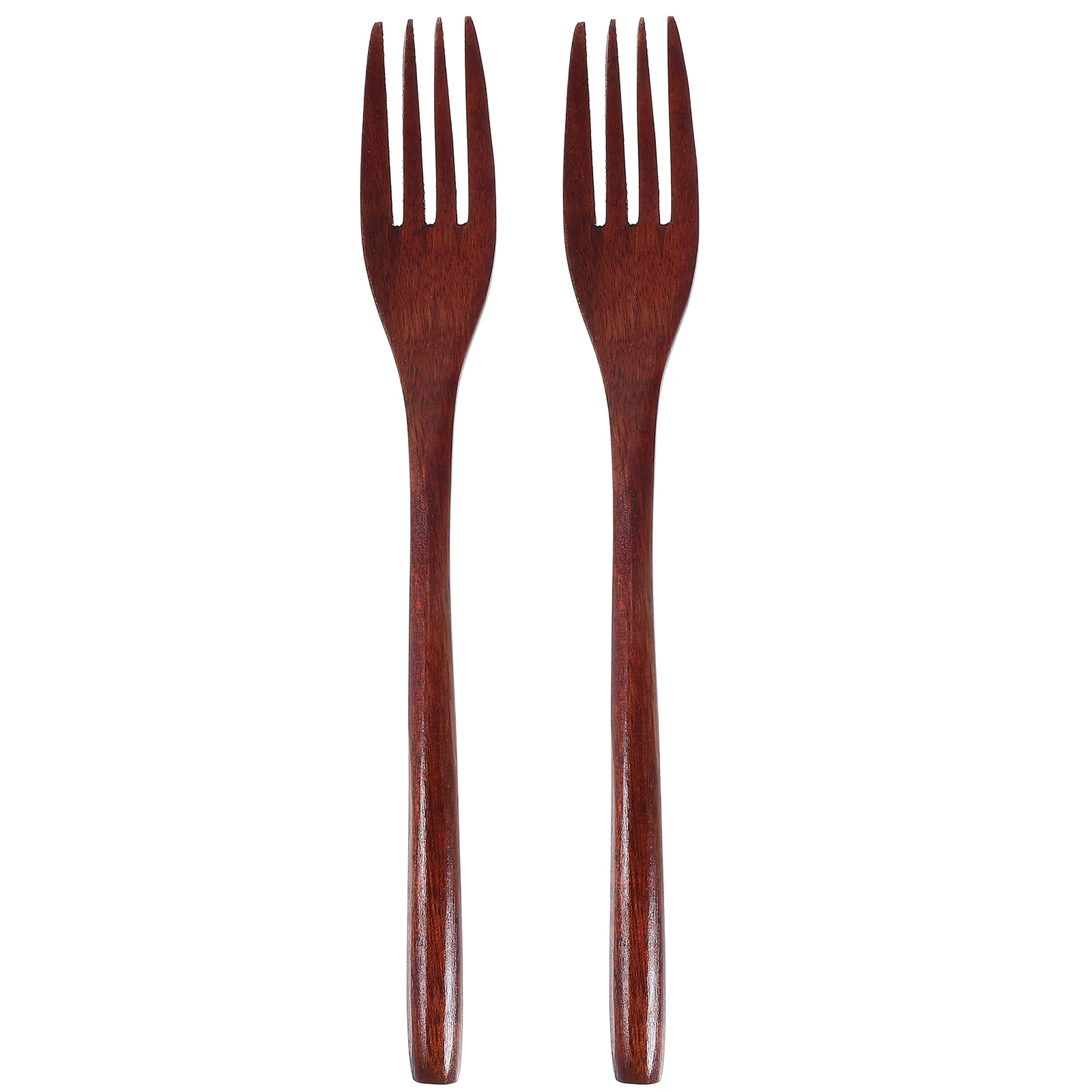 2Pcs Long Handle Wooden Fork Medium Dinnerware Cooking Wood Cookware