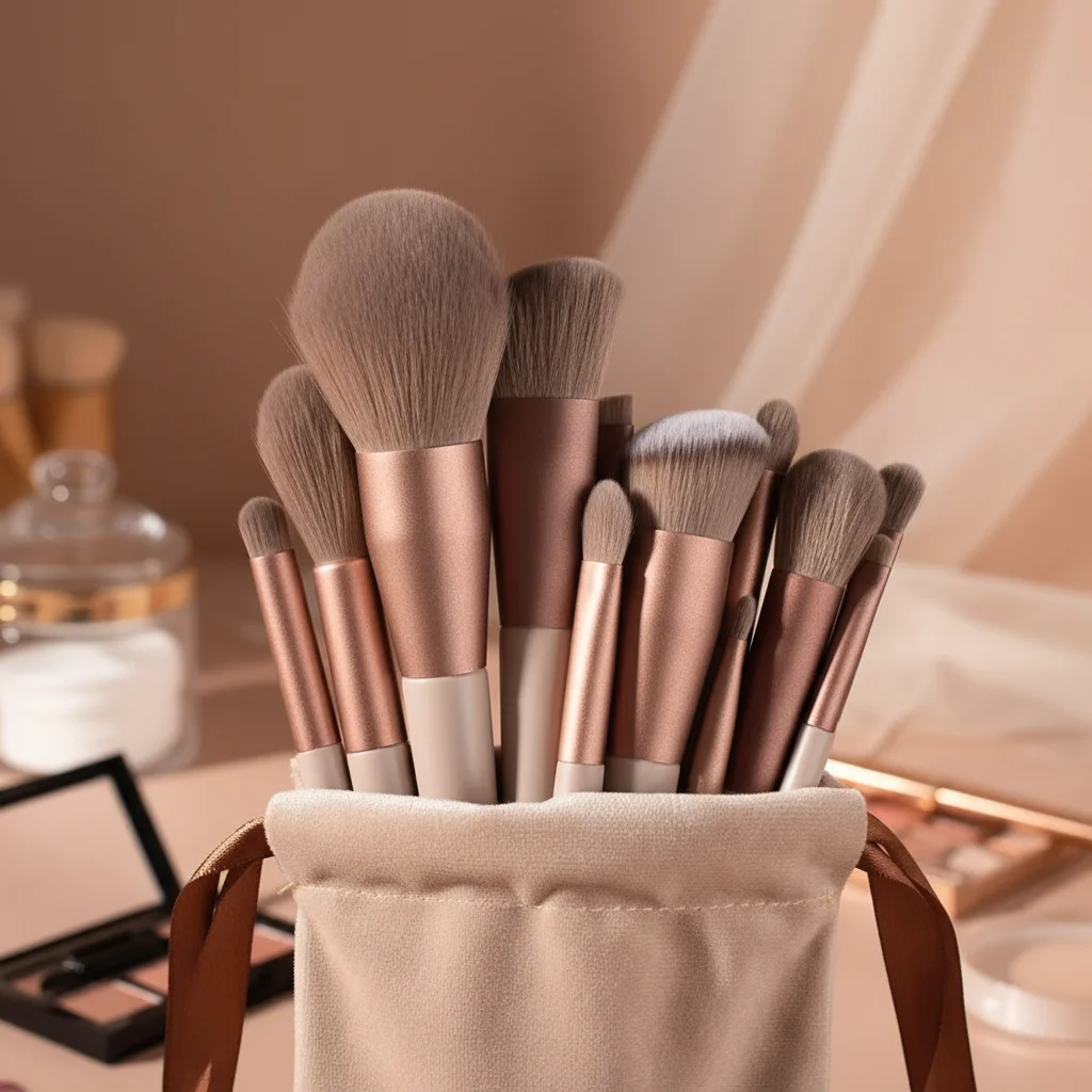 13 pezzi Set di pennelli per trucco professionale Capelli morbidi Bellezza Ombretto Fondotinta in polvere Strumenti per fard per il trucco