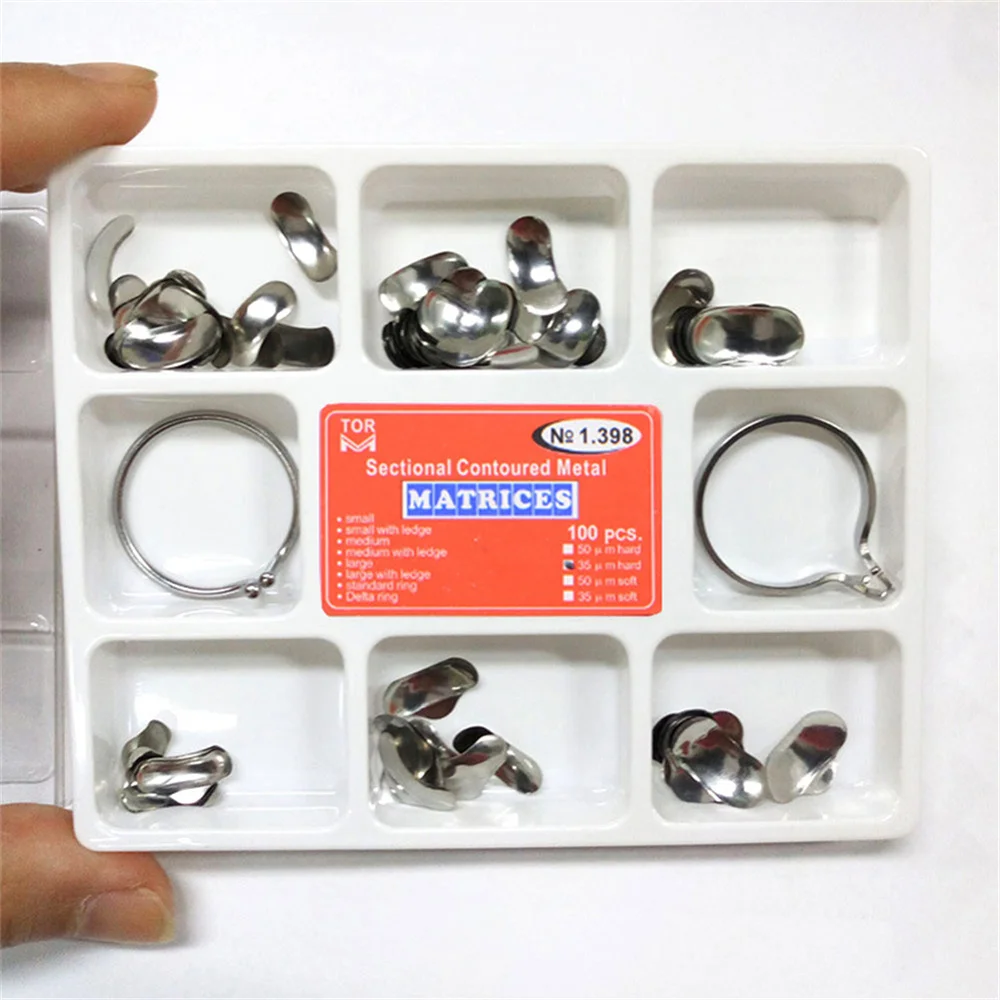 100 pcs Dental Sectional Matrix Contoured System Metal Dentistry Resin Clamping Seperating Ring Autoclavable dental