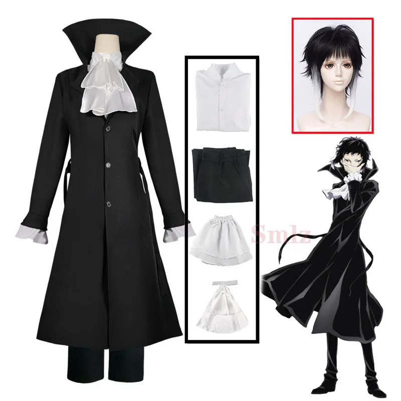 

Ryunosuke Akutagawa Cosplay Bungo Stray Dogs Costume Man and Woman Trench Coat Black Uniform Suits Unisex Wig Accessories