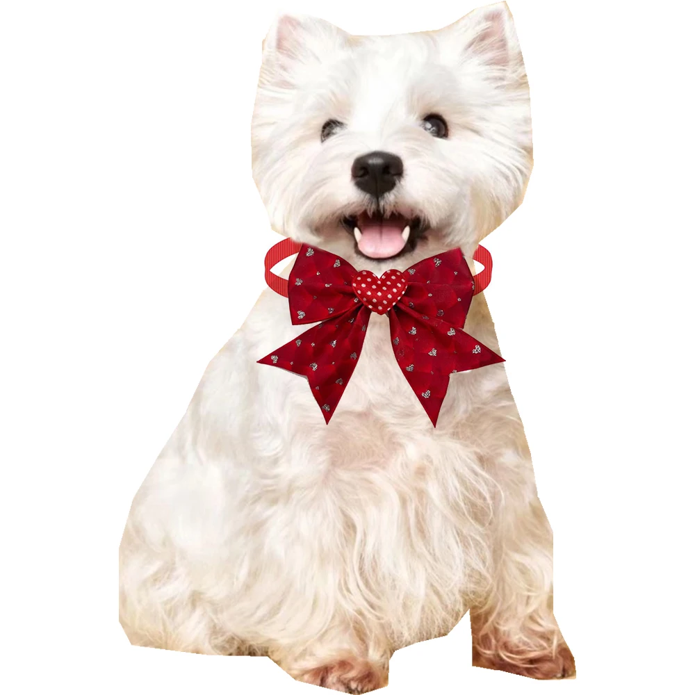 50/100pcs Cute Dog Bow Tie Love Style Pet Supplies Valentine\'s Day Small Dog Bowtie Pet Dog Cat Bowties Small Dog Red Bows