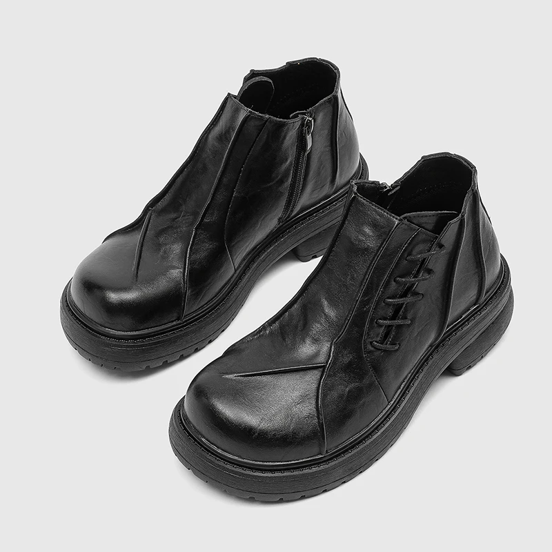 Men Platform Brogues Black Color Men High-top Comfortable Anti-slip Large-brimmed Shoes English Social Shoes Men Sizes 38 - 46
