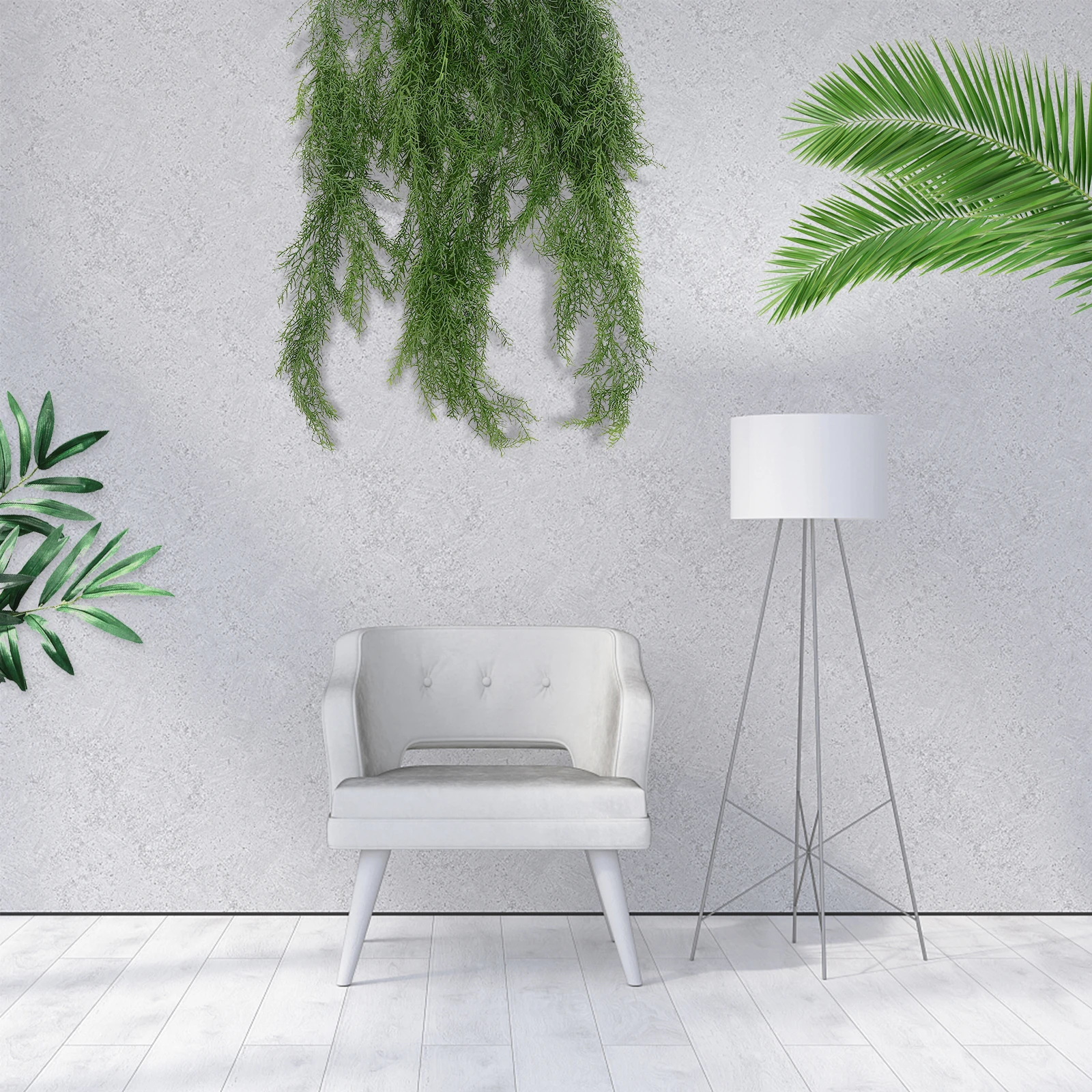 

4Pcs Artificial Pine Needle Rattan Emulation Plant Decor Flexible Stable Home Wall Hanging Vine Simulated Greenery Decoration