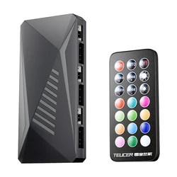 TEUCER LP-6P 3 IN 1 ARGB/PWM Controller Fan Hub Temperature Controlled Wireless Remote Control PWM ARGB Controller Hub Adapter