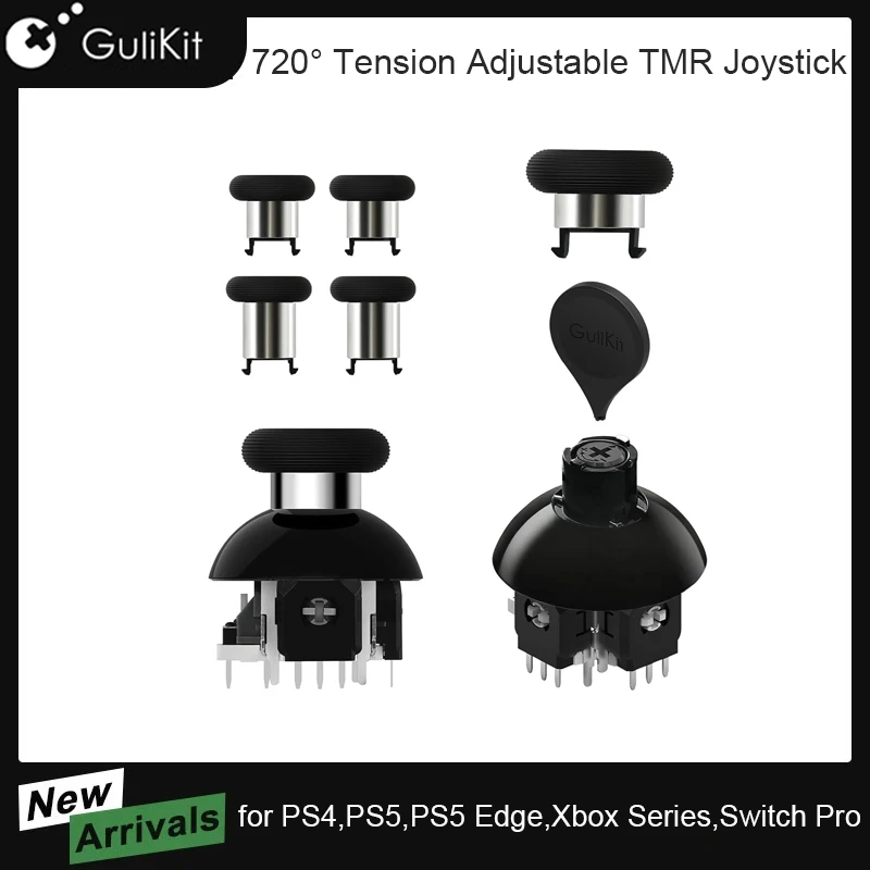 جولي كيت 720 °   عصا تحكم TMR قابلة للتعديل لـ PS4 PS5/PS5 Edge لإصلاح وحدة التحكم Switch Pro Xbox Series/Elite Series 2