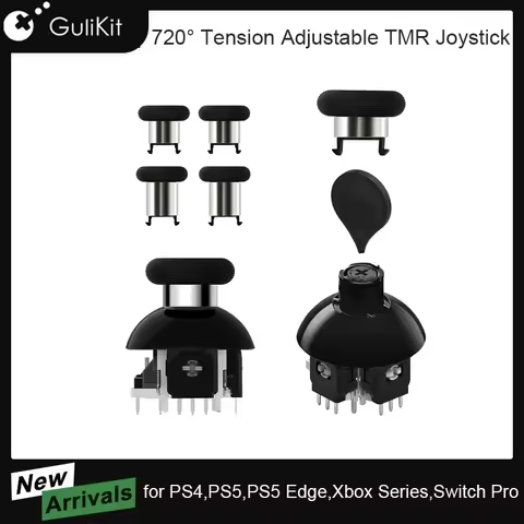 GuliKit 720&deg; Tension Adjustable TMR Joystick for PS4 PS5 Edge for Switch Pro Xbox Series/Elite Series 2 Game Accessories Repair