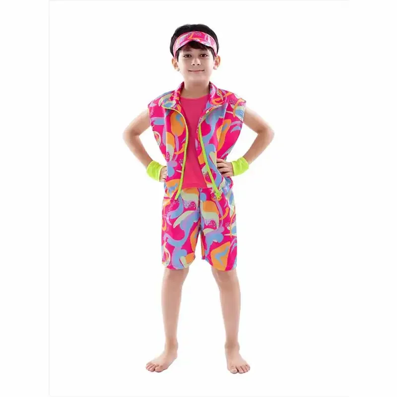 Kids Ken Cosplay Costume Summer Vest Top Shorts Hat Rolepaly Outfits Children Halloween Carnival Party Fantasia Disguise Suit