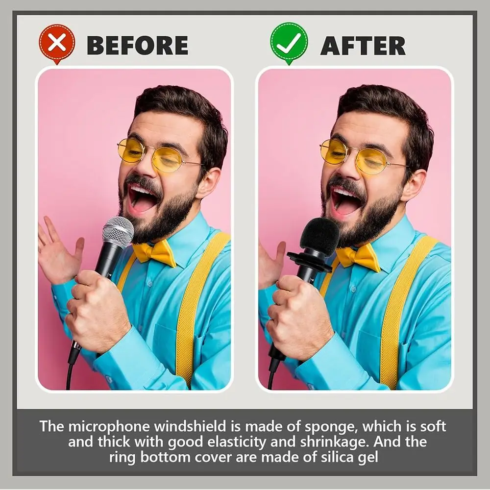 ميكروفون من السيليكون مقاوم للانزلاق، ميكروفون ناعم مقاوم للاهتزاز، قاعدة مضادة للانزلاق، ميكروفون غير قابل للانزلاق، حلقة سلكية/ميكروفون لاسلكي