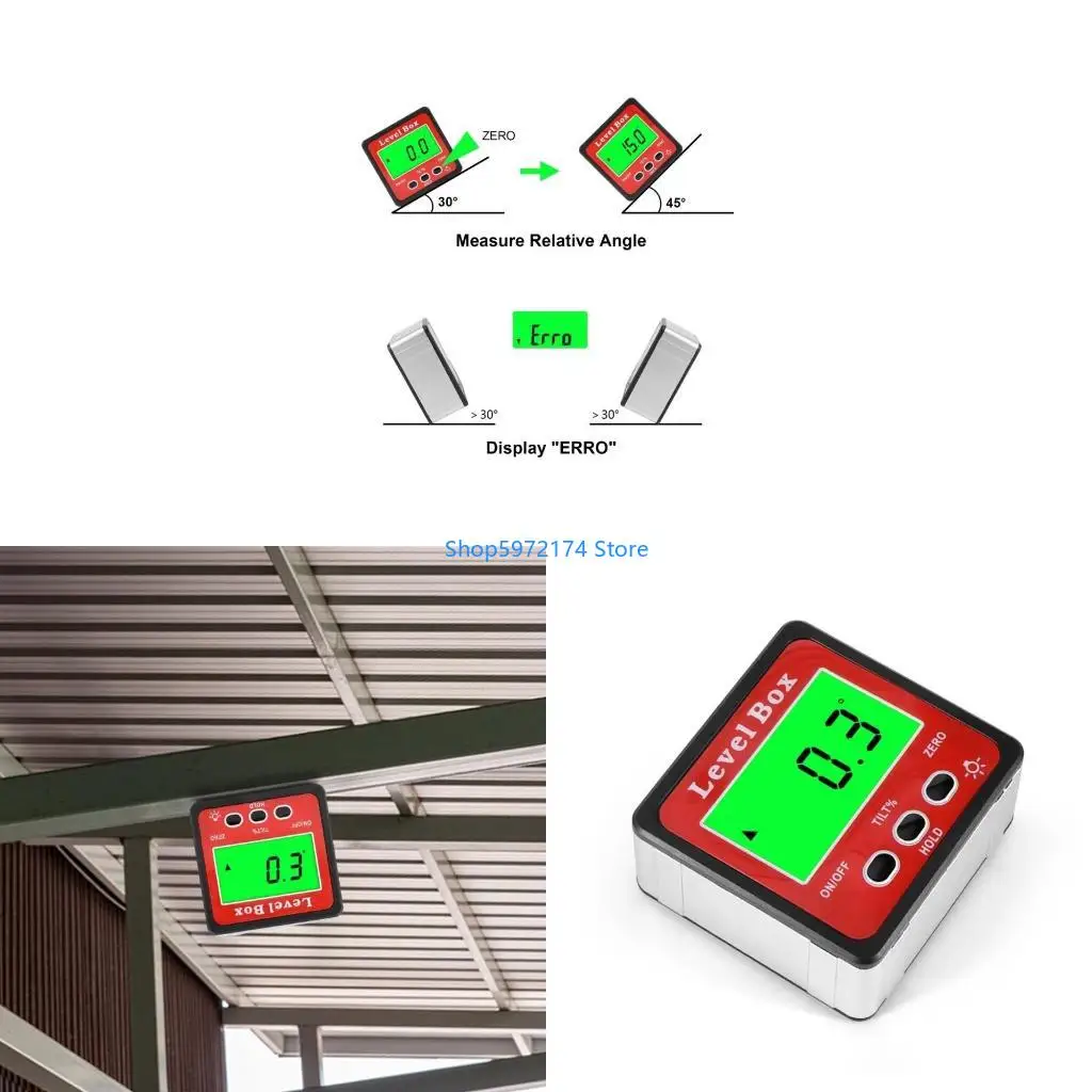 Y3NB Mini Digital Level Gauges Angle-Finder Protractor Inclinometer Metal Framework with for Woodworking