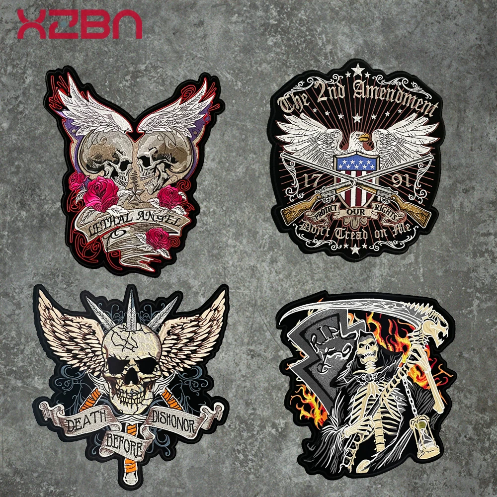 Devil Skeleton Angel Wings Large Embroidery Patch Motorcycle Knight Personalized Leather Jacket Clothing Decorative Back Glue