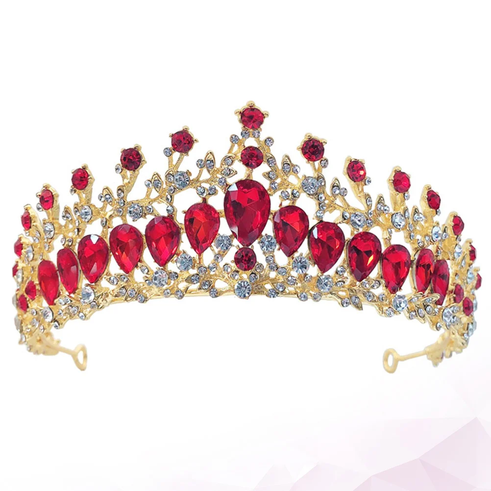 

Rhinestone Crown Hair Accessory Women Bride Crown Wedding Headdress Fashion Headwear Party Prom Jewelry Gift Red