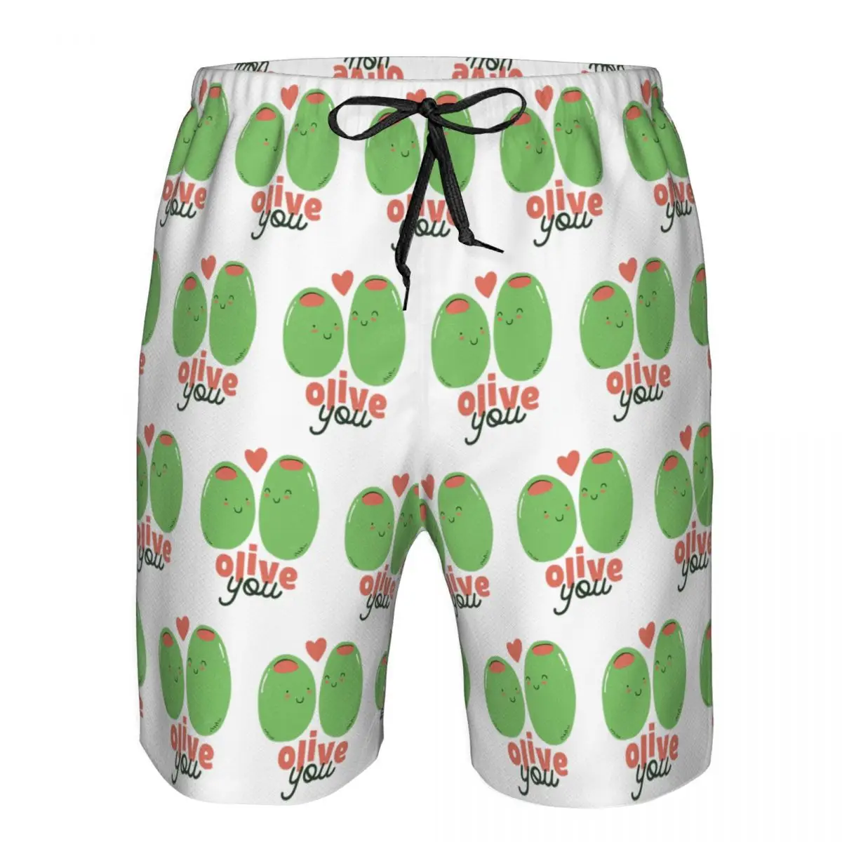 Olive You - I Love You Trunks Beach Board Shorts Casual Quick Dry Swimming Summer Men Pants