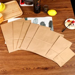 10/25/50/100pcs Brown Kraft Paper Bag Food Vegetables Shopping Bag Cookie Bread Bucket Bag Candy Package Kraft Lunch Bag