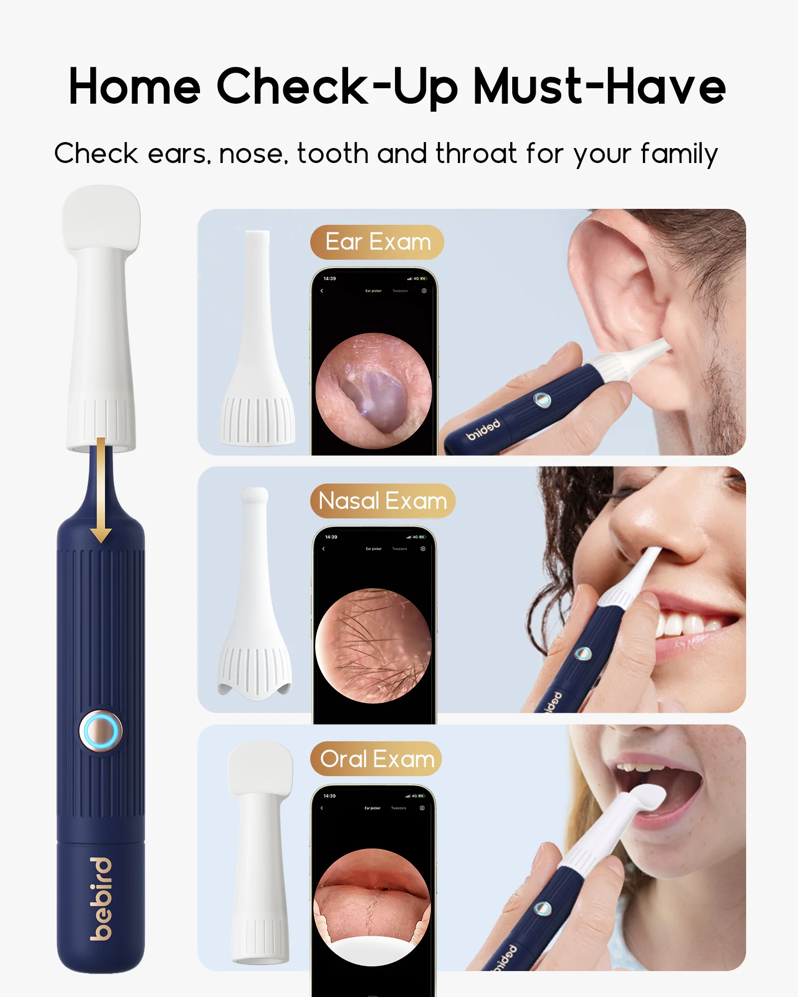 New Bebird EarSight Plus I35R Visual Ear Cleaner Earpick Bendable HD Clipable Tweezers All-in-1 Ear Rod Earwax Removal Kits