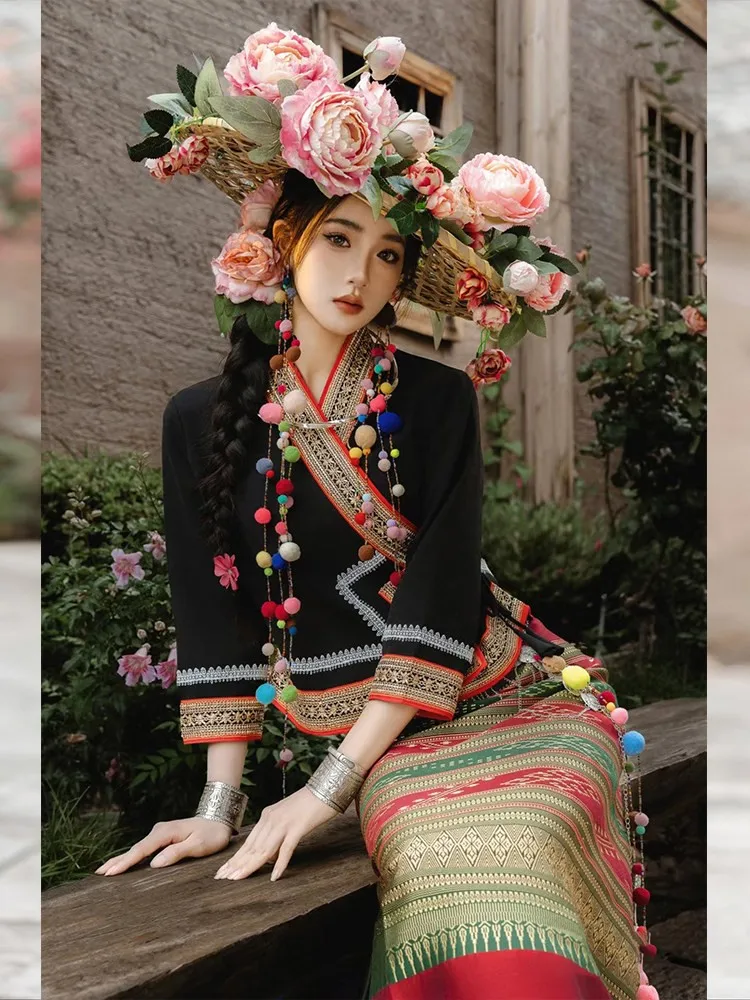 Exotic clothing embroidery set for travel photography