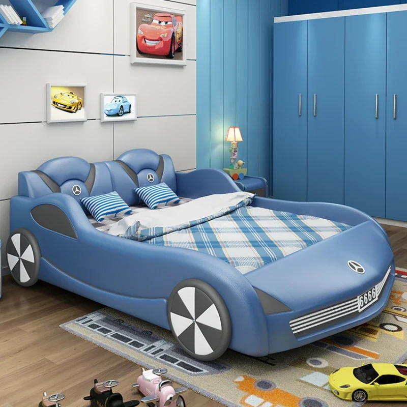 Children Luxury Boys Bed Pretty Unique Cute Nightstand Wood Storage Bed Car Design Camas Moderrna Inteligentes Bedroom Furniture