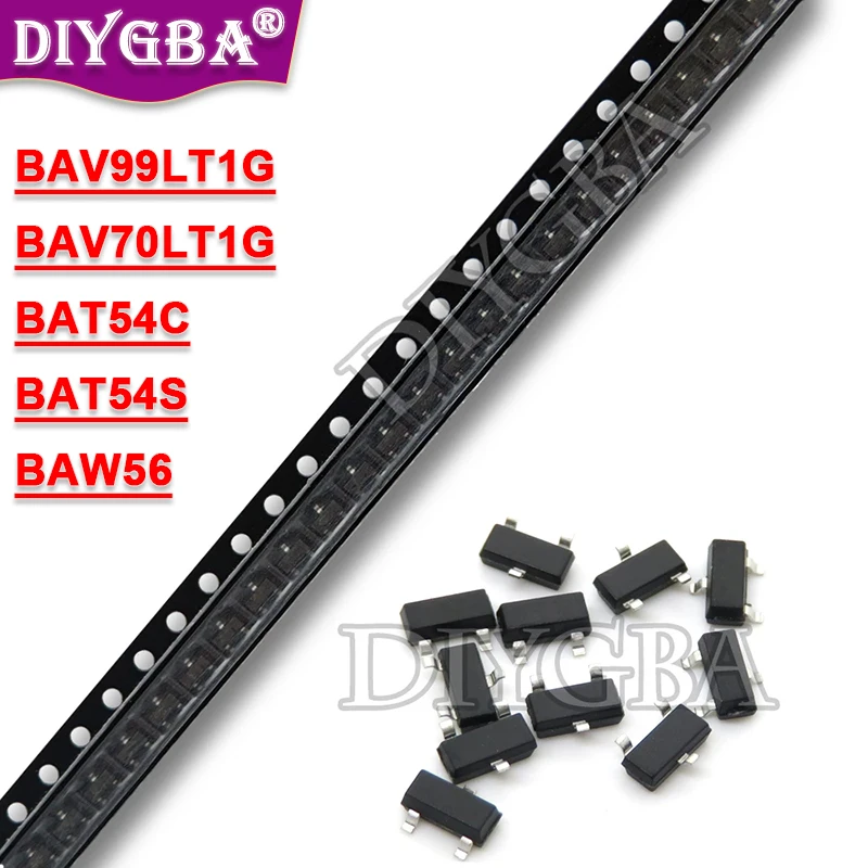 100PCS BAV70LT1G SOT23 BAV70 A4 BAV99LT1G BAV99 A7 BAT54C BAT54S BAT54S SOT23 Chipset