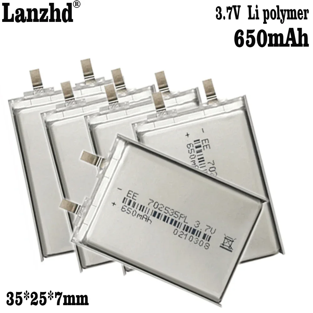 

1-10pcs New 3.7V 650mAh Li Polymer Replacement 702535 DIY Cell For Purifier detector Humidifier LED lights battery