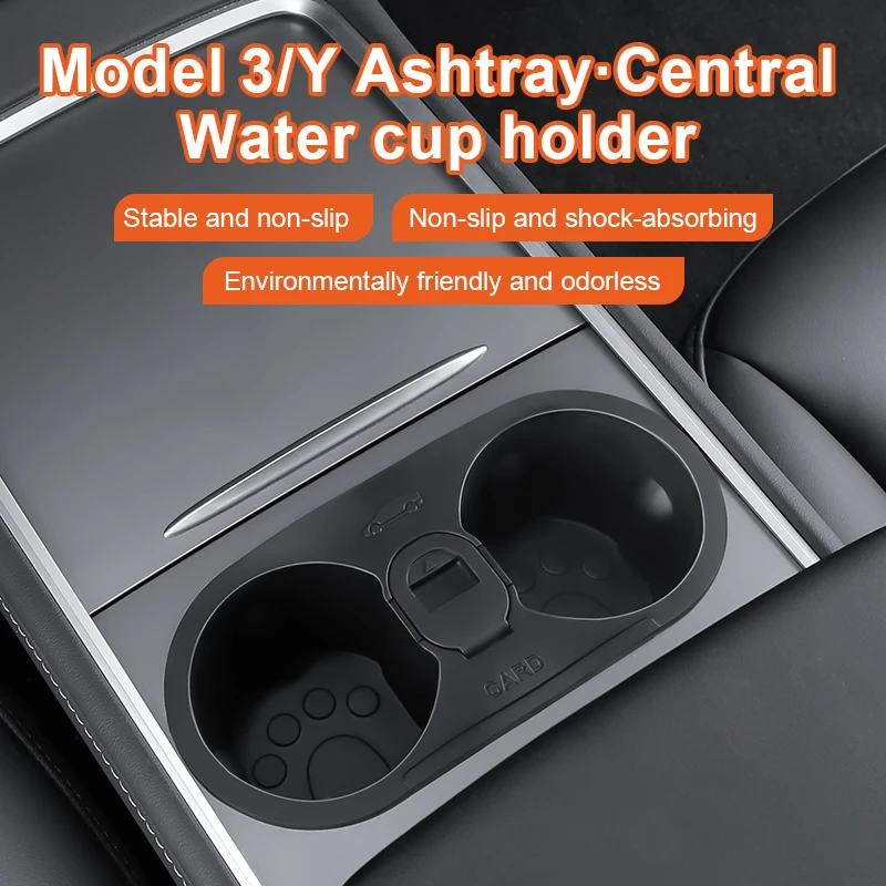 

TPE Silicone Water Cup Holder Ashtray Limiter Bracket Stand Central Control Water Bottle Holder Base for Tesla Model 3 Y 21-23