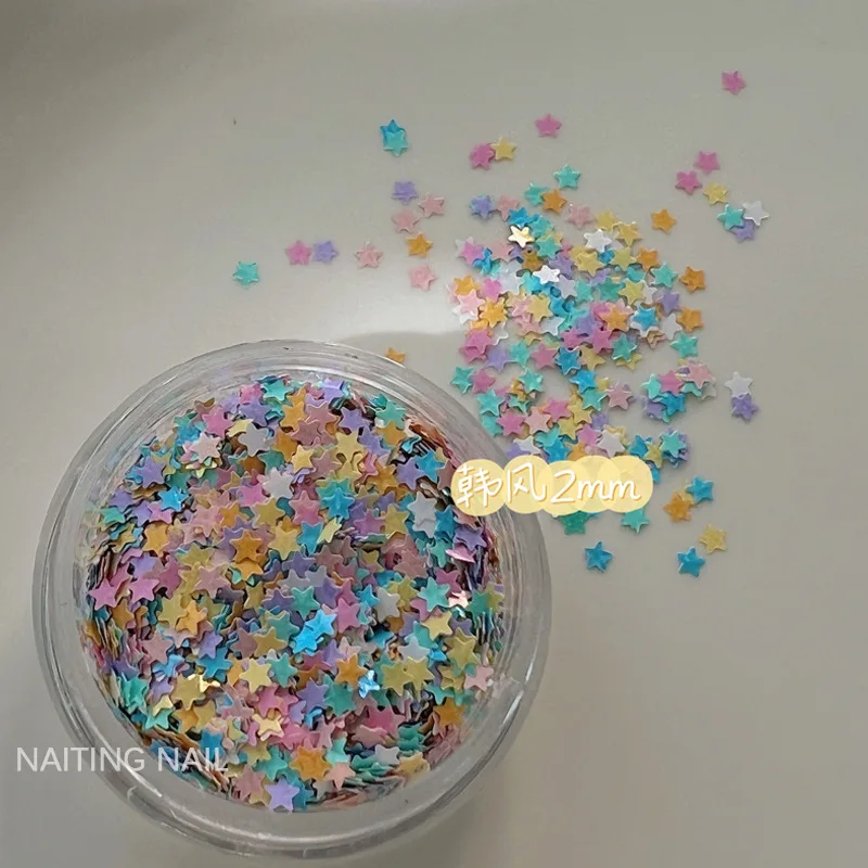 2mm Mini Star Nail Glitter Colorful Candy Mixed Color Gold Silver Thin Sheet Nail Decoration Accessories
