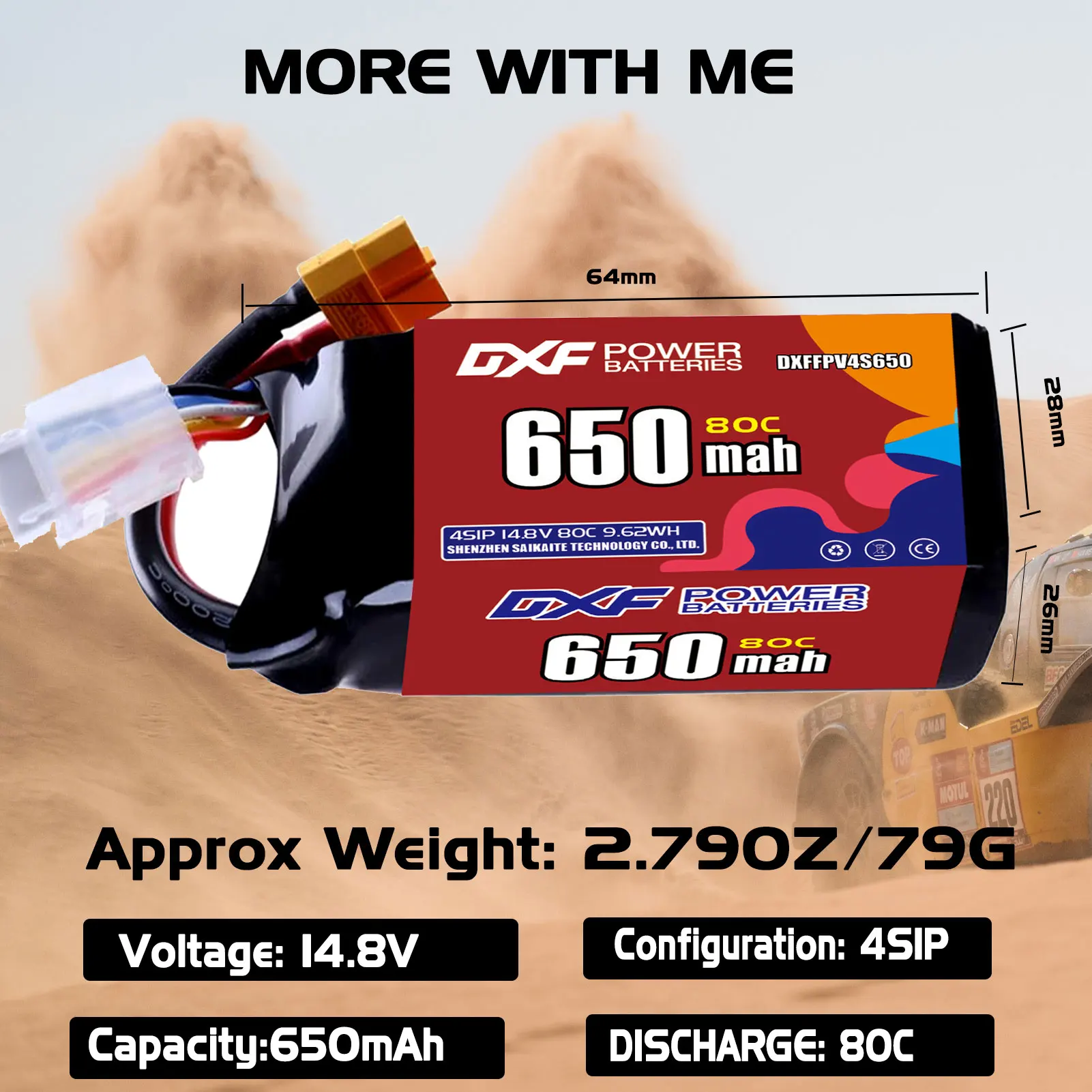 แบตเตอรี่ DXF Lipo 4S 14.8V 850mAh 650mAh 550mA 450mAh 15.2V 520mAh 300mAh 80C หัวต่อ XT30 XT60 JST สำหรับโดรนควอดคอปเตอร์ FPV