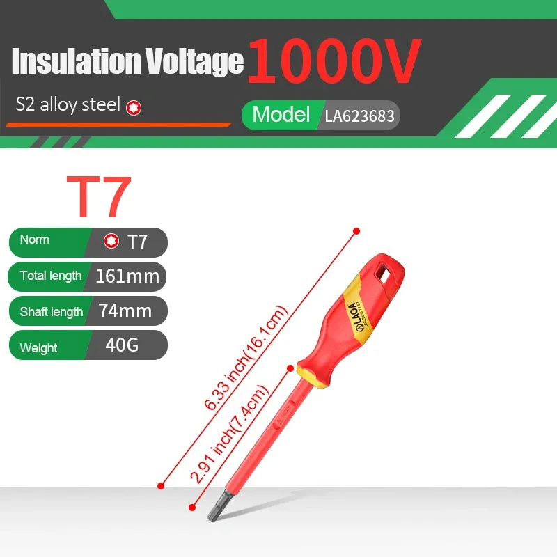 Laoa Vde Geïsoleerde Pruimenbloesem Schroevendraaier 1000V Elektricien Specifiek Hard Spanningsbestendig Gereedschap Huishoudelijke Schroevendraaier
