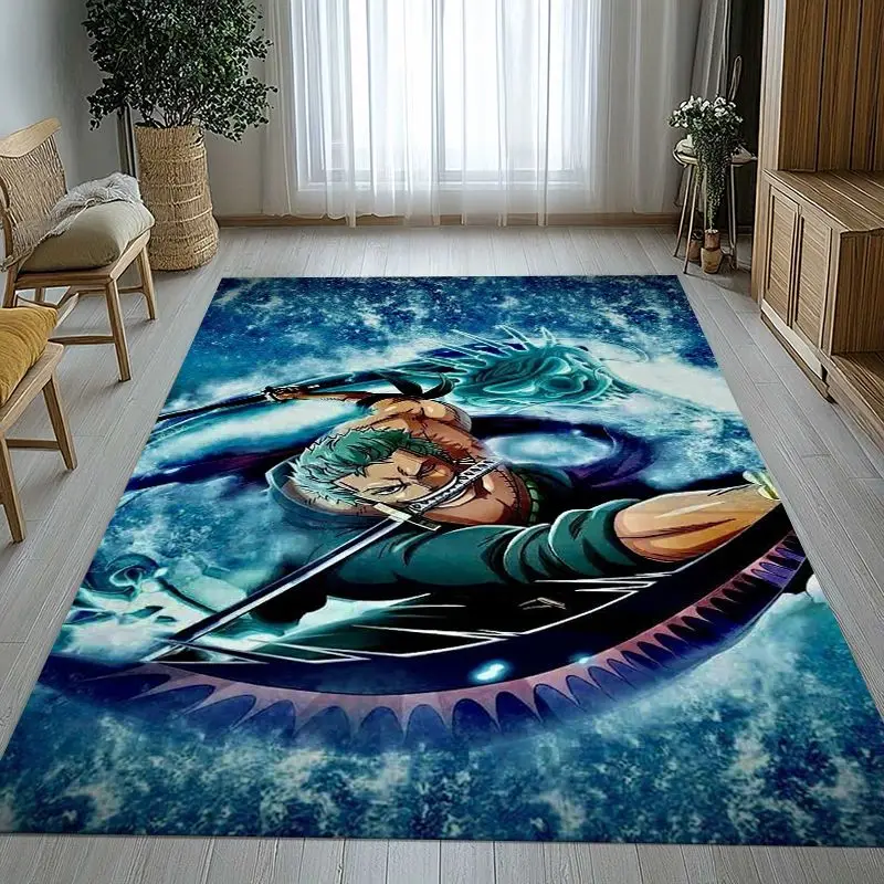 Cartoon One P-Piece Zoro Anime Living Room Non-Slip Area Rug Soft Carpet for Bedroom  Playroom Sofa,Home Decor Doormat Gift