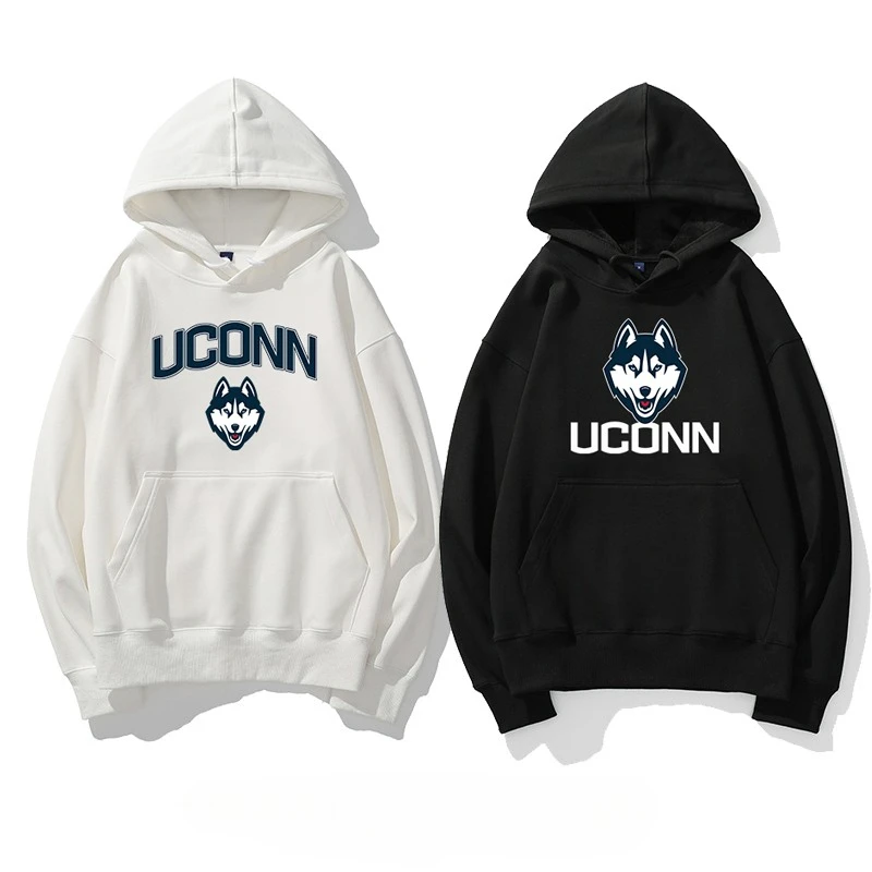 

Толстовка с принтом «Университет Коннектикут» Uconn Husky, мужской пуловер с капюшоном, американская свободная куртка, модная универсальная толстовка с капюшоном