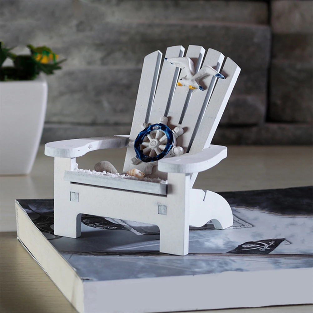 

2 Pcs Beach Chairs Mediterranean Style Mini Chair Decor Coastal Bedroom nament Miniature Chair Model