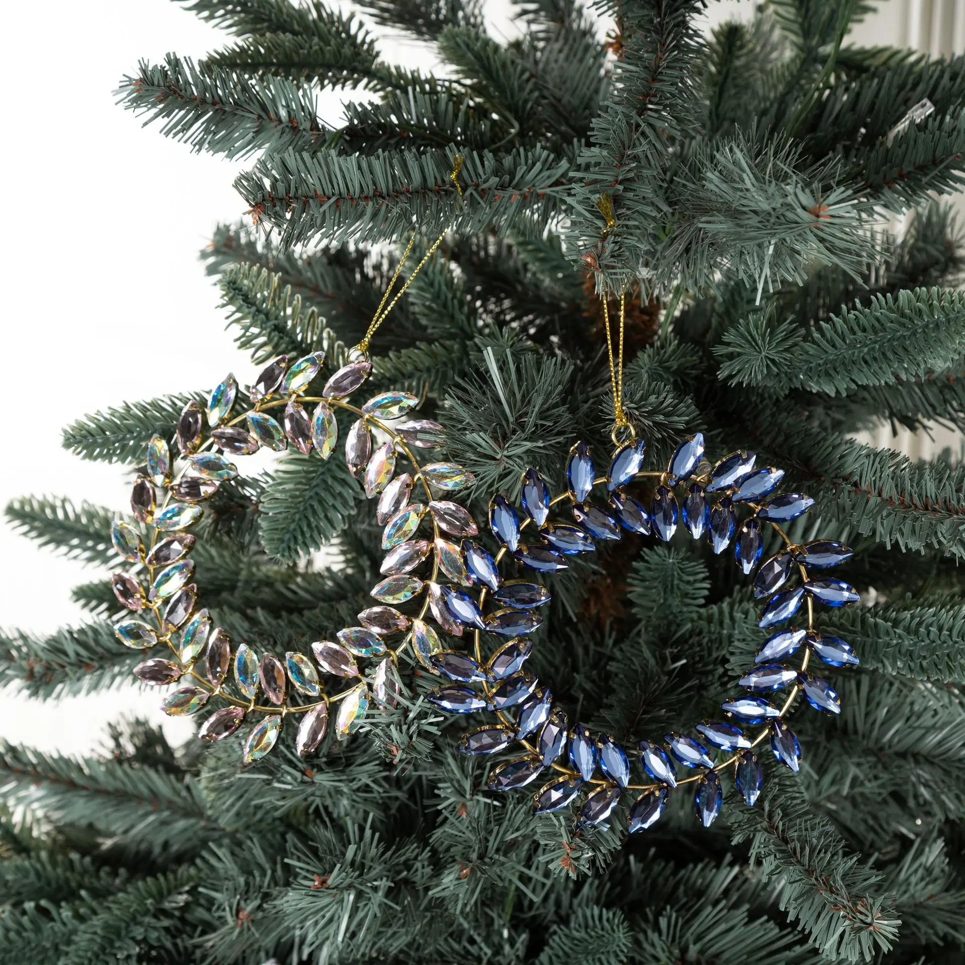 

Simulated artificial acrylic pink blue wreath