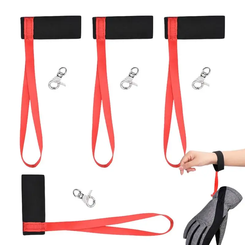 

4 шт. лыжные перчатки, защитный ремень, эластичные лыжные перчатки, ремешок на запястье, перчатки для зимних видов спорта, держатель для поводков, лыжный аксессуар, ремешок с защитой от потери