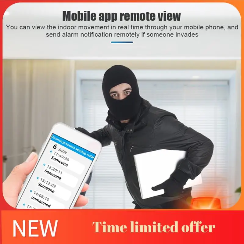 

A42T-1 шт., Wi-Fi, датчик присутствия человека, Mmwave, радар, высокая точность, умный дом, датчик присутствия человеческого тела, черный пластик